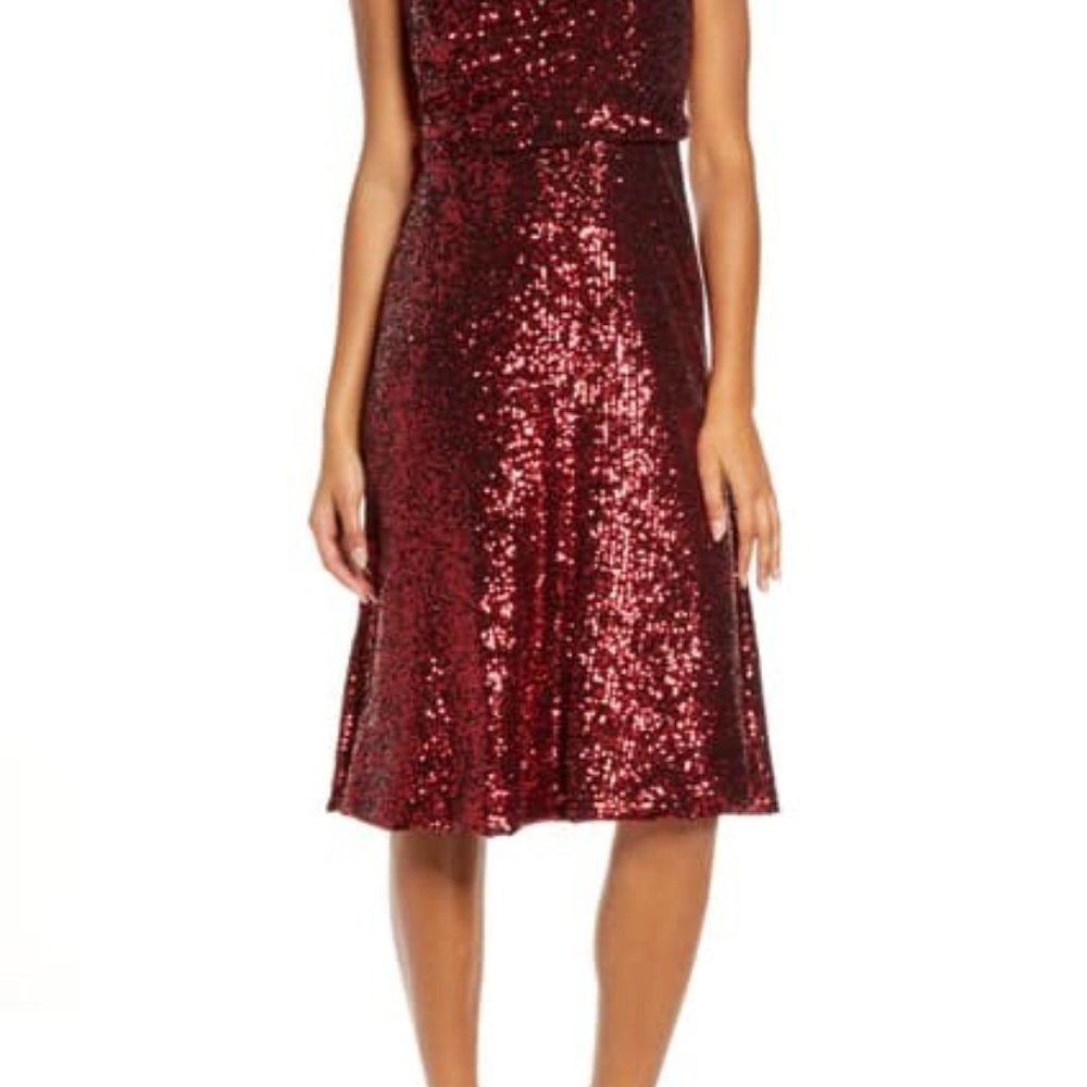 NWT Dress the Population Zherra Sequin Midi Dress - Picture 6 of 9